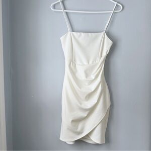 Windsor Small Ivory Tulip Hem Mini Dress Spaghetti Straps Homecoming Graduation